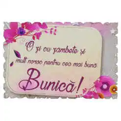 Magnet frigider din lemn "Pentru cea mai buna Bunica!" 9x6 CM