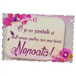 Magnet frigider din lemn "Pentru cea mai buna Nepoata!" 9x6 CM