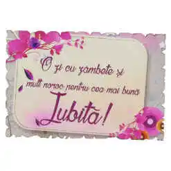 Magnet frigider din lemn "Pentru cea mai buna Iubita!" 9x6 CM