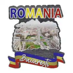 Magnet frigider din lemn, 7x8 CM, Romania, Bucuresti