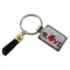 Breloc din metal "Love", cu franjuri 7.5 CM, cu pisici