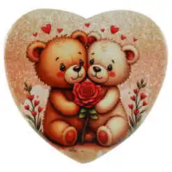 Magnet din ceramica Ursuleti, 8 CM, inima