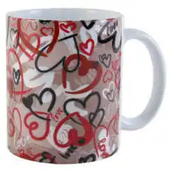 Cana din ceramica 330 ml, "Love" inimioare