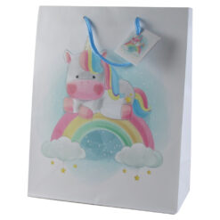 Punga cadou din hartie 26x32 CM, Unicorn curcubeu