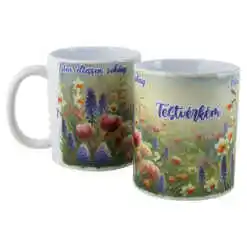 Cana ceramica "Testverkem, Isten eltessen sokaig!", 330 ml, flori