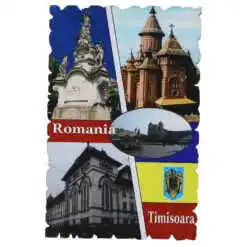 Magnet frigider din lemn "Romania" 6x9 CM, Timisoara