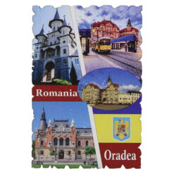 Magnet frigider din lemn "Romania" 6x9 CM, Oradea, colaj