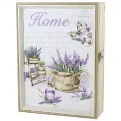 Cutie pentru chei din lemn, Home 19.5x26 CM - Lavanda