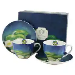 Set 2 cesti cu farfurii, din portelan "Nanufares" de C. Monet, 250 ml, in cutie decorativa