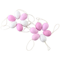 Set 12 oua din plastic 3x4 cm, mov/alb pestrite aurii