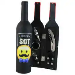 Set 5 accesorii de vin "Super Sot", in forma de sticla, 7x32 CM