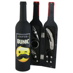 Set 5 accesorii de vin "Super Bunic", in forma de sticla, 7x32 CM