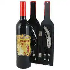 Set 5 accesorii de vin "Cel mai bun Vanator", in forma de sticla, 7x32 CM