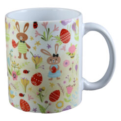 Cana ceramica, 330 ml, Iepurasi cu oua colorate