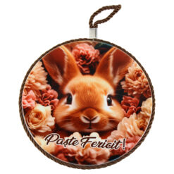 Suport oale decor din ceramica "Paste Fericit!", 17 CM, Iepuras