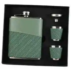 Set plosca cu 2 pahare si palnie, 240 ml, Verde