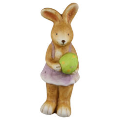 Figurina Iepuras cu ou, din ceramica 5x14 CM, verde/roz