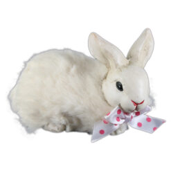 Figurina Iepuras din ceramica 12x7 CM, cu blana sintetica