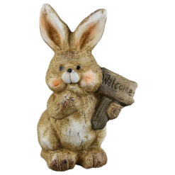 Figurina Iepuras din ceramica 7x12 CM, cu tablita/floare