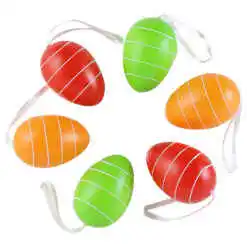 Set 6 oua colorate din plastic 4x6 cm, cu dungi