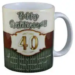 Cana ceramica "40 Boldog Szuletesnapot!", 330 ml, verde/maro