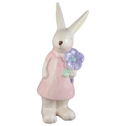 Figurina Iepuras cu floare 9x20 CM, din portelan