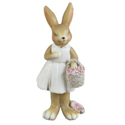 Figurina Iepuras cu flori 5x13 CM, din rasina