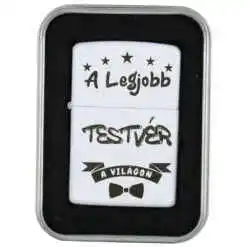 Bricheta metalica "A legjobb Testver a vilagon", 3.5x5 CM, Alb