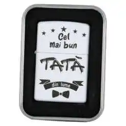 Bricheta metalica "Cel mai bun Tata din lume", 3.5x5 CM, Alb