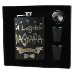 Set cadou "A legjobb Nagyapa a vilagon",  Plosca cu palnie si 2 pahare