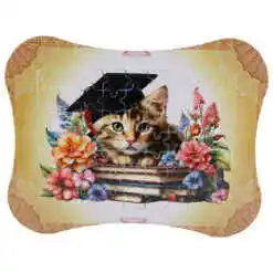 Puzzle in rama cu suport 24x19 CM, Pisica cu toca