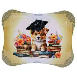 Puzzle in rama cu suport 24x19 CM, Caine cu toca