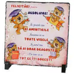 Placa ardezie "Felicitari pentru Absolvire" 19x19 CM, Ursuleti