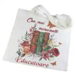 Sacosa Textil "Cea mi minunata Educatoare", 40x40 CM