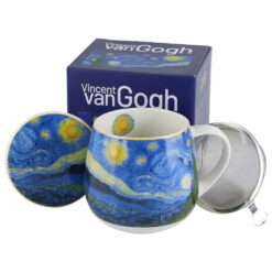 Cana portelan cu infuzor metalic si capac 430 ml, "Starry Night" de V. van Gogh, in cutie decorativa