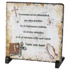 Placa ardezie "Dumnezeu sa va calauzeasca..." 19x19 CM