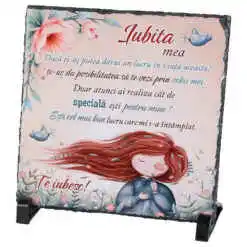 Placa ardezie "Iubita mea..." 19x19 CM