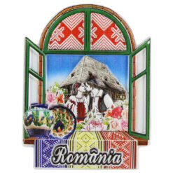 Magnet de frigider din rasina 6x8 CM, Romania, Fereastra