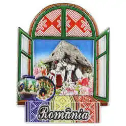 Magnet de frigider din rasina 6x8 CM, Romania, Fereastra