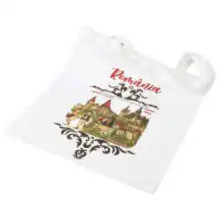 Sacosa textil cu fermoar "Romania", 36x38 CM, Castele