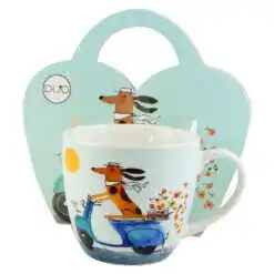 Cana portelan 460 ml "Dogs World, On Scooter", in ambalaj decorativ