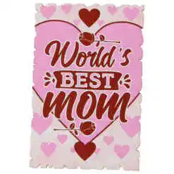 Magnet frigider din lemn "World's best Mom" 6x9 CM