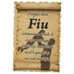 Magnet frigider din lemn "Dragul meu Fiu..." 6x9 CM