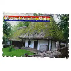 Magnet frigider din lemn "Muzeul Satului, Sibiu" 9x6 CM