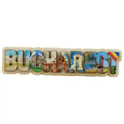 Magnet frigider din lemn "Bucharest" 17x4 CM, colaj