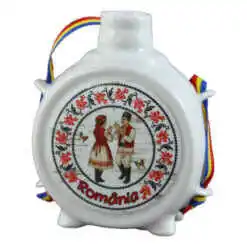 Plosca decorativa "Romania" 9 CM, Dansatori populari