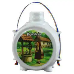 Plosca decorativa "Romania" 9 CM, Tarancuta la fantana