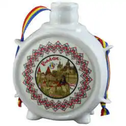 Plosca decorativa "Romania" 9 CM, Castele Romaniei