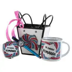 Set cadou "Te iubesc Romania", 4 piese, Harta Romaniei