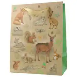 Punga cadou din hartie 18x23 CM, animale, vintage